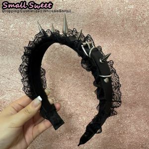 PU Leather Headband Gothic Tiaras Leather Buckle Hair band Rock Headband Punk Hair Hoop Steampunk Spike PU Leather Headband