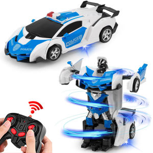 2-in-1 RC Car Robot Transforming Toy VehicleRemote Control Racing Car with Automatic TransformationDeformation Model for Boys