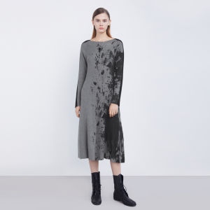 SDEER | Winter Round Neck Ink Wash Knit Dress for Women