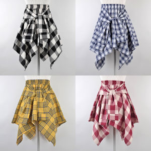 Multifunctional Irregular Plaid College Style Skirt
