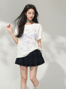 KEIKO | Cute Printed Cotton Short Sleeve T-Shirt