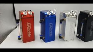 Greddy Universal Aluminum Oil Catch Tank Reservoir Car Can Breather Kit BLACK