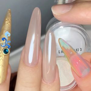 1 Jars Mirror Bright Plating Aurora Chrome Powder Nails Moonlight Pearl White for Rubbing Powder Manicure Chrome Flash Dust 0.3g