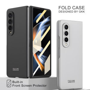 Ultra Thin Z Fold 3 4 5 Matte Case Phone Cover Anti-Stain Anti-Fingerprint Samsung Galaxy Z Fold4 Fold5 Casing Camera/Screen Protection Durable Hard PC Case with Tempered Glass
