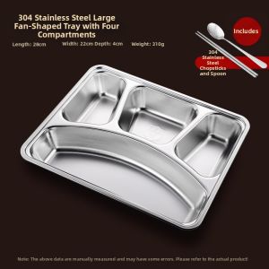 BAICHANG | Deepened Segmented Stainless Steel Tray With Cover
