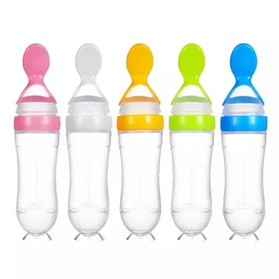 Botol Dot Silikon Sendok Makan Bayi Anti Tumpah