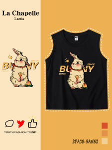 La Chapelle Summer New Style Small Strap Vest Womens Outerwear Black Sleeveless T-shirt Top Fashionable Print Loose Fit Cotton