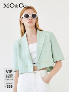 MOCO Power Short Suit Jacket Mixed Linen Cotton Thin Design Street Style Double Breasted Casual Fashion Summer Collection