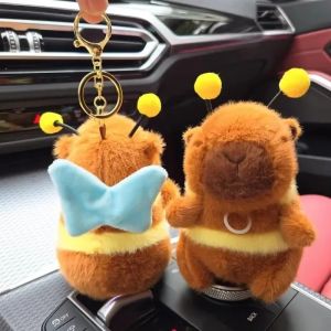 Cute Cartoon Capybara Pendant Wings Bee Water Dolphin Keychain Plush Bee Doll Bag Hanging Ornaments Girls Birthday Gift