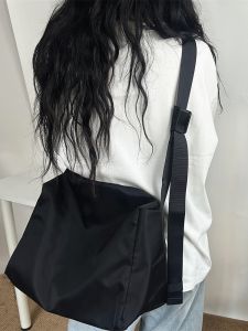 Loose Black Nylon Tote Womens Japanese Leisure Shoulder Messenger Bag Mens Large Capacity Travel Exercise Gym Bag