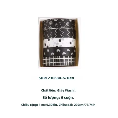 Bộ 5 Cuộn Băng Dính Washi Rừng Cây Hoa Nhiều Màu Sắc Cây Cối Dùng Trang Trí Sổ Tay Thủ Công DIY