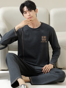 Long Sleeve Pure Cotton Sleepwear Set for Men Casual Home Clothes Spring Autumn New Arrival Comfortable Breathable Mens Pajamas
