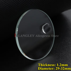 1.2mm Thick Date Window Watch Glass Round Flat Mineral Timepiece Crystal with Bubble Magnifier Transparent 29mm-32mm Accessories