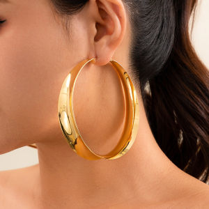 Exaggerated Big Punk Geometric Circle Hoop Earrings for Women 2024 Trend Vintage Smooth Piercing Earring Y2K Jewelry Gift New