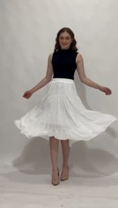 MINEOLA Rok Midi Katun Premium Bahan Impor - Putih (All Size)