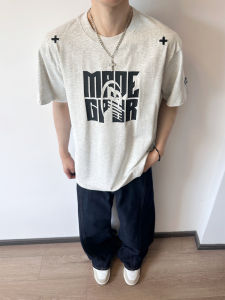 เสื้อยืดแขนสั้นคอตตอนผสมผู้ชาย ผู้หญิง ฤดูร้อน หลวม คู่รัก แขนสั้น แฟชั่น แบรนด์ น่ารัก ลำลอง คอตตอนผสม ลายตัวอักษร