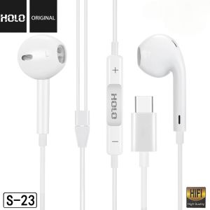 หูฟัง HOLO S-23 แท้100%  ใช่งานได้กับทุกรุ่น ที่เป็นหูฟัง Type C แบบสายหูฟัง มีไมค์ สนทนา