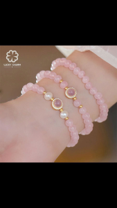 Lucky Charm Natural Pink Crystal Love Lucky Bracelet Jewelry SL28 With Jewelry Box