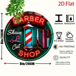 CIFbuy | Vintage Barber Neon Sign 2D Flat Wall-Mounted Round Retro Pole Barbershop Decoration