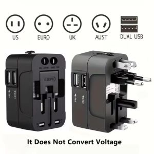 EU US UK AU Outlet Converter Socket Plug Global Conversion Charger Universal Travel AC Power Adapter with Dual USB Ports for Business Trips and Travel