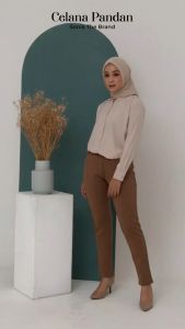 Celana Kerja Wanita Kantor SONIA Pandan C1033 Formal Casual Stretch Panjang Polos