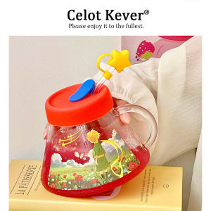 Summer High Borosilicate Glass Cup with Straw