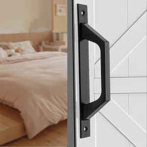Heavy Duty Aluminum Alloy Door Handle with PlatePush-pull Pulls Handles for Barn Cabinet Passage DoorsSwing or Sliding Doors