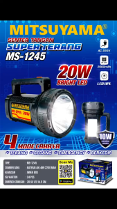 SENTER LED JUMBO 20WATT MITSUYAMA MS-1245 - 4 MODE CAHAYA - DILENGKAPI COB EMERGENCY - BISA DI CAS - TAHAN LAMA - CAHAYA PUTIH
