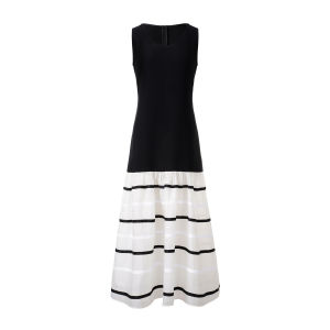 Black and White Patchwork Fish Tail Dress
