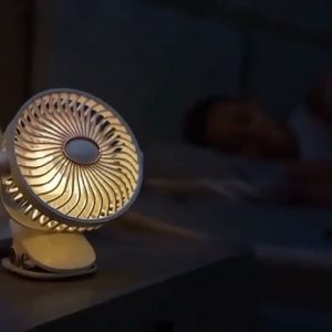 A5 Office Mini Desktop Fan USB Rechargeable Small Fan Clipped/Hanged/Desktop With Three-speed Night Light Adjustment