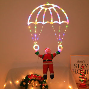 Santa Parachute LED Decor-USB-Powered 8 Modes &Remote Control Indoor/Outdoor Application Great for Christmas&Home Festivities