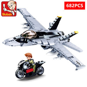 Sluban | Aviation Military Building Blocks Air Force F/A-18E Super Hornet Fighter Helicopter Aircraft Plane War Bricks Kids Toys
