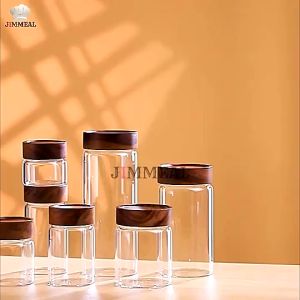 Lọ Thủy Tinh Hũ Thủy Tinh Nắp Gỗ Vặn Đựng Gia Vi Mật Ong Saffron Đồ Khô Nhiều Kích Cỡ 160-260-350-550ml Cao Cấp