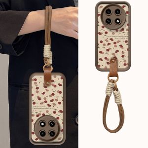 New Casing Redmi Note 14 Pro Note14 Note 14 Pro+ Plus 5G Hot Cute Creative Fresh Retro Fashion Rose Flower Lambskin Lens Protection Phone Case with Lanyard 2025