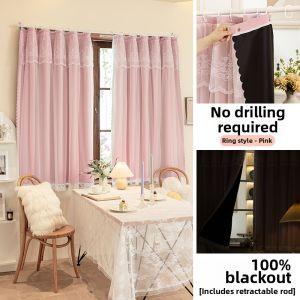 YANYANGTIAN | Total Light Blocking Easy-Install Extendable Rod Curtains Sun Shade Heat Insulation