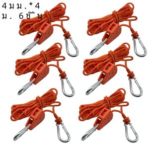 6 ชิ้น 4 มิลลิเมตร 4 เมตร Camping เต็นท์ Tie Down เชือกกระชับยึดลมเชือกหัวเข็มขัดรอก Ratchet แขวนกันสาดเชือก Hook Tie Down Str