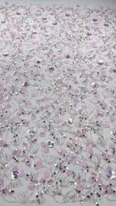 Africa Lace Fabric 5yards High Quality 2026 Nigerian Rose Red Sequins Lace Beaded 3D Embroidery Flower Lace Fabric For Sewing