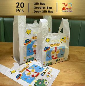 Gift Bag 20pcs Goodies Bag Door Gift Birthday Wedding Party 101 Ultraman Happy Day Cartoon Pattern Plastic Bag Food Grade Portable Convenience Bag 礼物袋