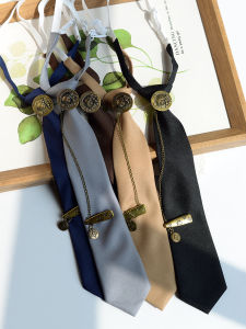 Bear Pendant Tie Young Fashion No-Tie Short Womens JK Accessory Sweet Artistic Mens Casual Style Pure Color Standard Width