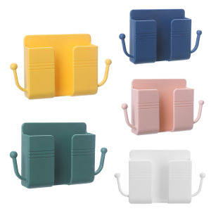 【New Arrival】Wall Mount Phone Holder with Hooks Storage Box Mobile Phone Plug Wall Holder for Home Office Bedroom Living Room