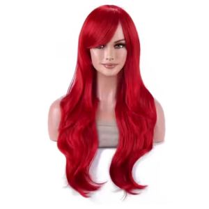 Synthetic Probeauty Mermaid Wig Long Red Curly Body Wave Wig Halloween Cosplay Costume Wig for Women Fashion Wig for Daily
