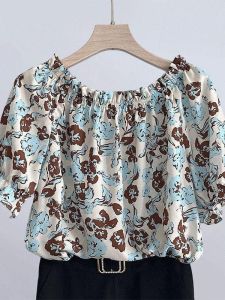 Áo Sơ Mi Ren Tay Áo Dáng Rộng Thời Trang Mùa Hè 2025 Cổ Chữ a Che Bụng Giảm Tuổi Áo Sơ Mi Voan Đa Năng