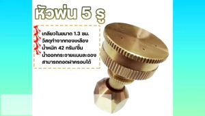 หัวพ่นยา 5 รู พ่นละอองจัด วัสดุทองเหลือง มีให้เลือก แบบตรง ใส่ได้กับเครื่องพ่นยาทุกรุ่น