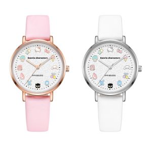 (With Box/33mm)100% Authentic Sanrio Hello Kitty Watch for Girls Quartz Watch Waterproof Shockproof Leather Strap Cute Wristwatch for Girl Kids Watch Birthday Gift 2081
