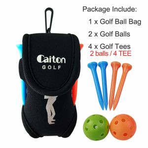 Golf Ball Waist Bag with 2 Balls and 4 Tees Set Portable Golf Ball Storage Bag Holder Golfer Mini Waist Pouch Pack