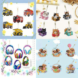 6 DIY Diamond Painting Keychains per Set - Animal Theme Suitable for Beginners Diamond Set Craft Supplies Exquisite Gifts for