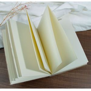 Retro Linen Handmade Notebook Blank Leather Paper Rough Edge Memo Book Vintage Style Unlined Journaling Book for Students