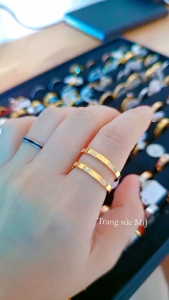 Nhẫn Cặp Nhẫn Nữ Titan Mạ Vàng Đính 3 Viên Đá – Sang Trọng Bền Màu Không Đen [Trang Sức MiJ]