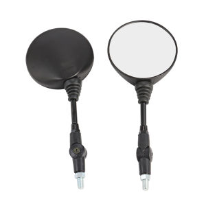 2PCS Motorcycle Black Universal 10mm Side Mirror Rearview Mirror Anti-fall Folding Round Mirror For Harley Honda