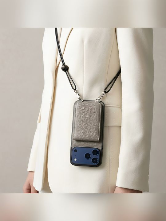 HANATORA | Genuine Leather Crossbody Phone Case with Lanyard Card